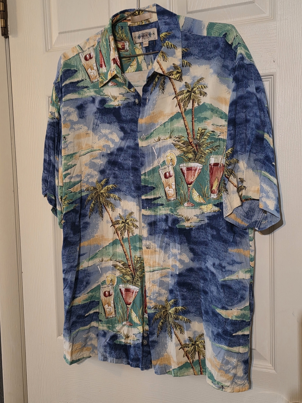 Vintage Tropical Cocktail Hawaiian Shirt - Blue/Green